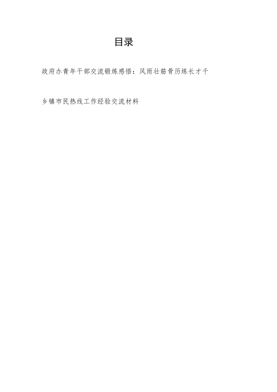 政府办青年干部结合热线工作研究交流锻炼学习感悟心得和乡镇市民热线工作经验交流材料.docx_第1页