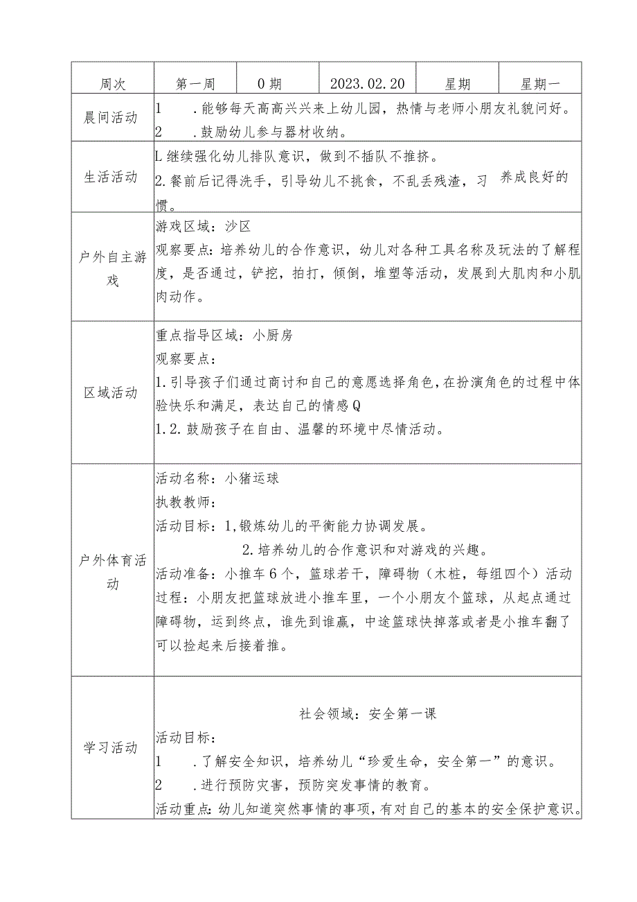 幼儿班小五班备课本第1周教案.docx_第1页