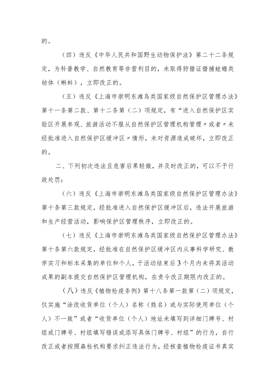 上海市绿化市容（林业）领域轻微违法行为不予处罚清单（修订草案）.docx_第2页