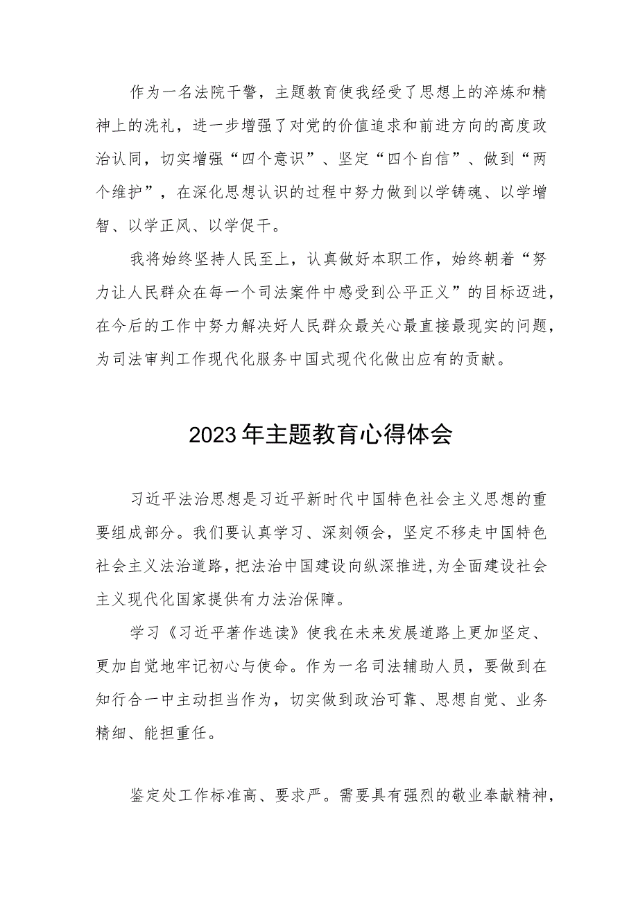 2023年法院关于开展第二批主题教育的学习心得体会三篇.docx_第2页