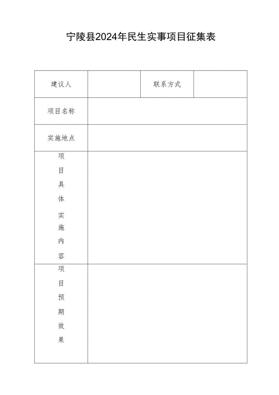 宁陵县2024年民生实事项目征集表.docx_第1页