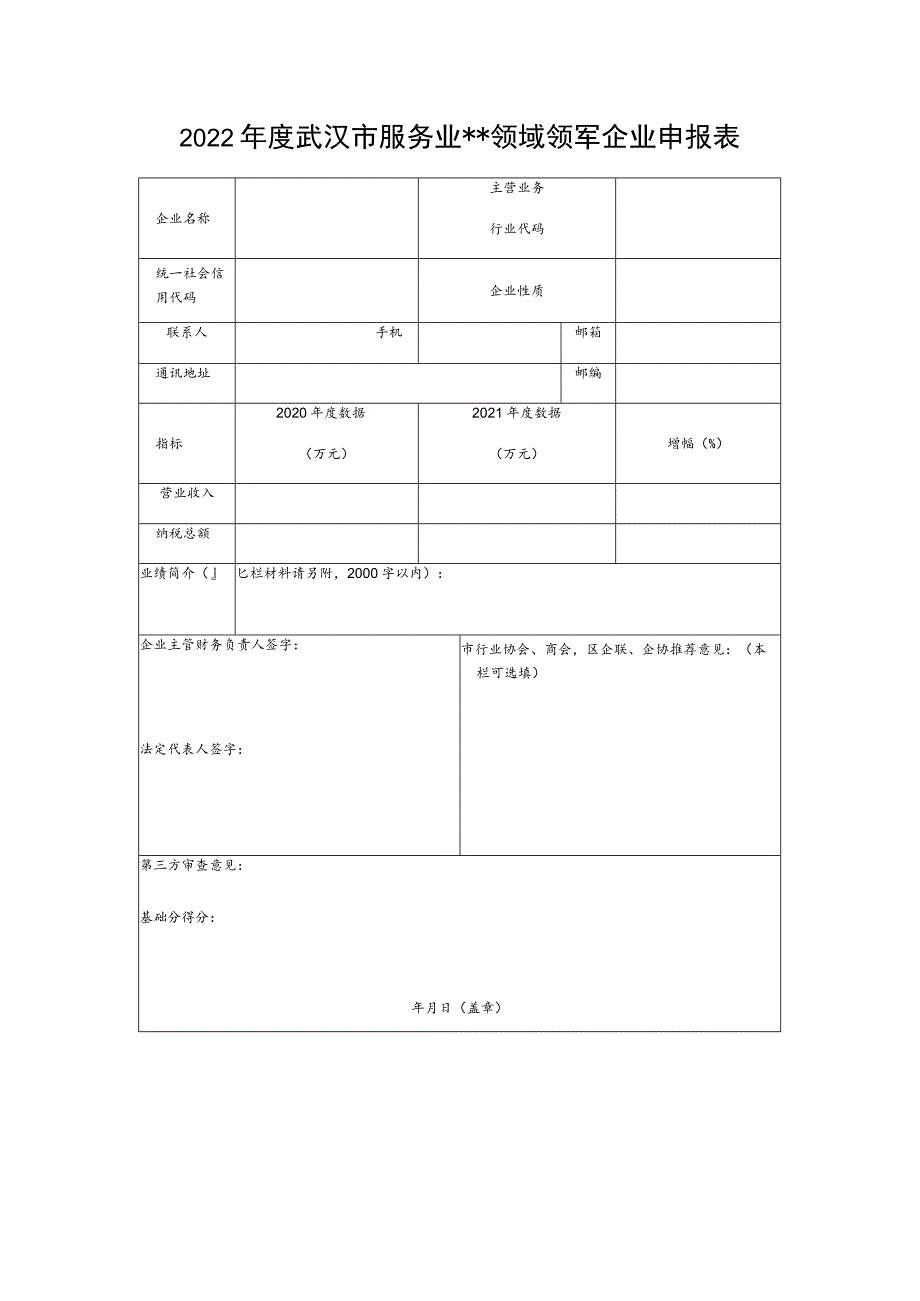 2022年度武汉市服务业领域领军企业申报表.docx_第1页