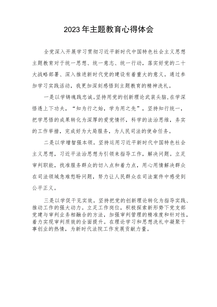 2023年法院干警学习主题教育心得体会简短发言(五篇).docx_第3页