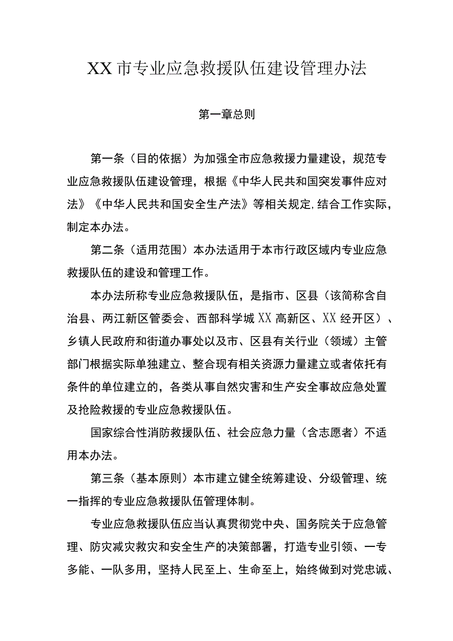 专业应急救援队伍建设管理办法.docx_第1页