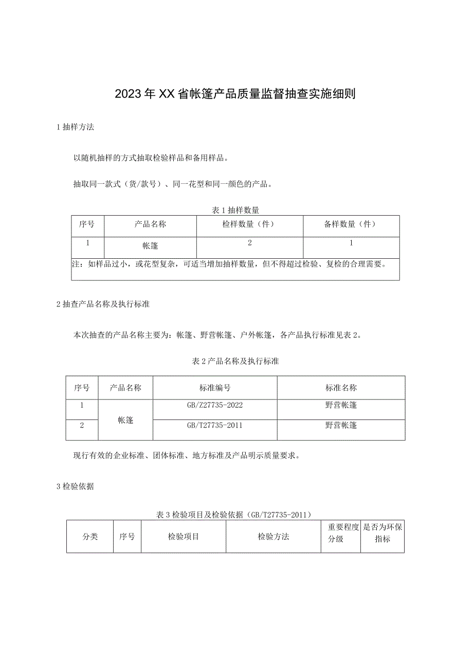 2023年帐篷产品质量监督抽查实施细则.docx_第1页