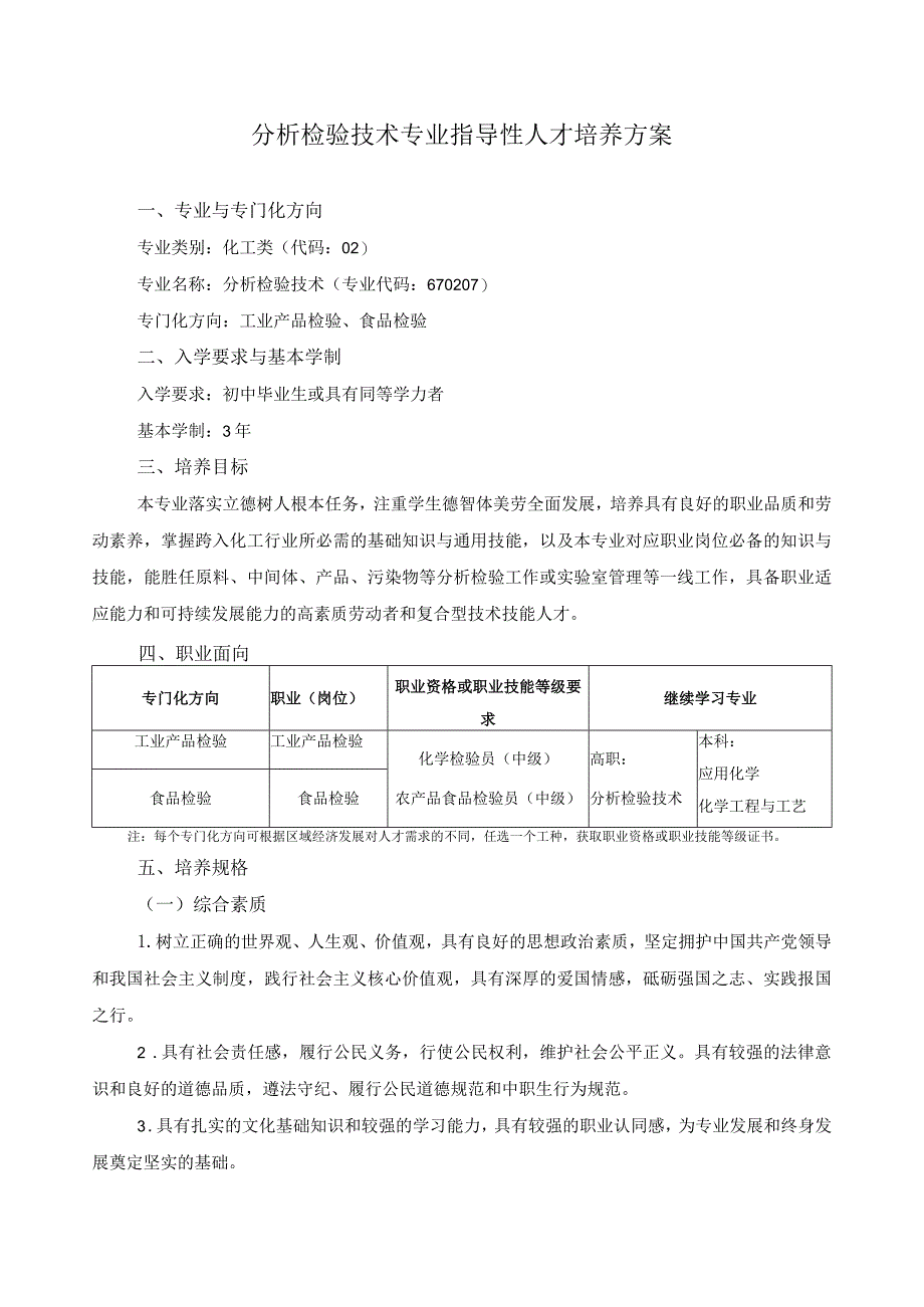 分析检验技术专业指导性人才培养方案.docx_第1页