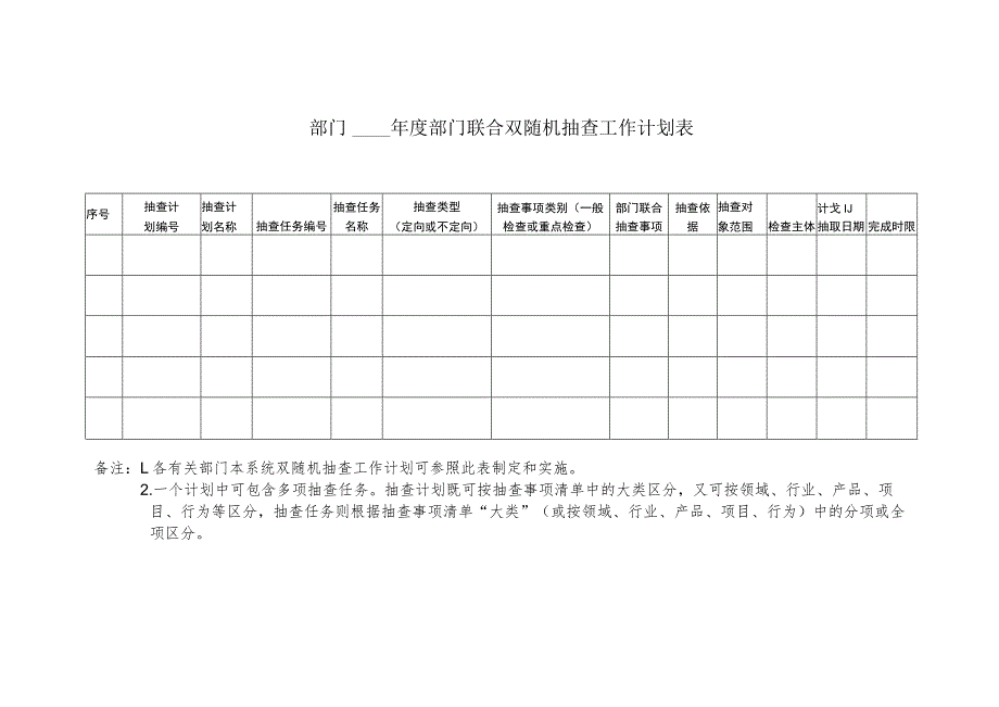 部门年度部门联合双随机抽查工作计划表.docx_第1页