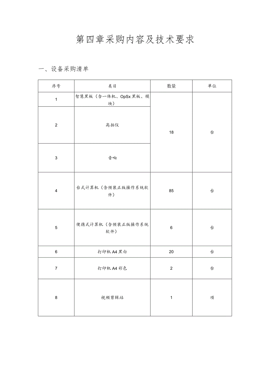 第四章采购内容及技术要求.docx_第1页