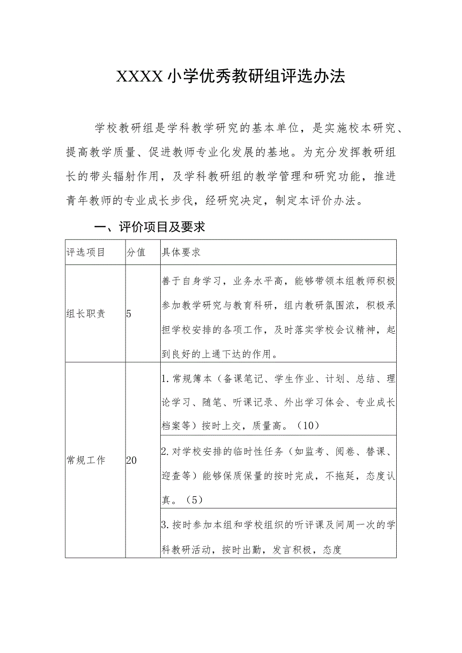 小学优秀教研组评选办法.docx_第1页