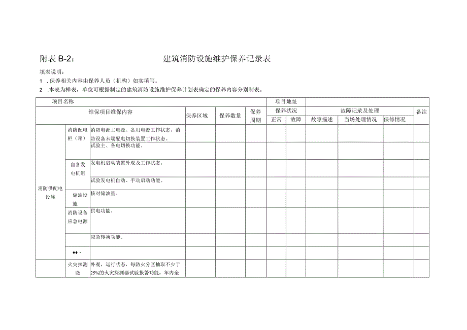 建筑消防设施维护保养记录表.docx_第1页