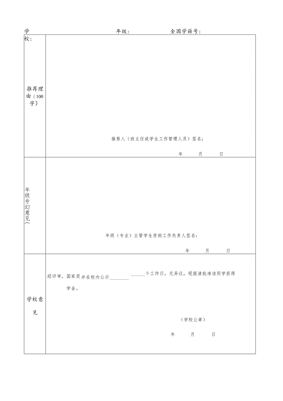 2020—2021学年国家奖学金申请审批表（中等职业学校）.docx_第2页