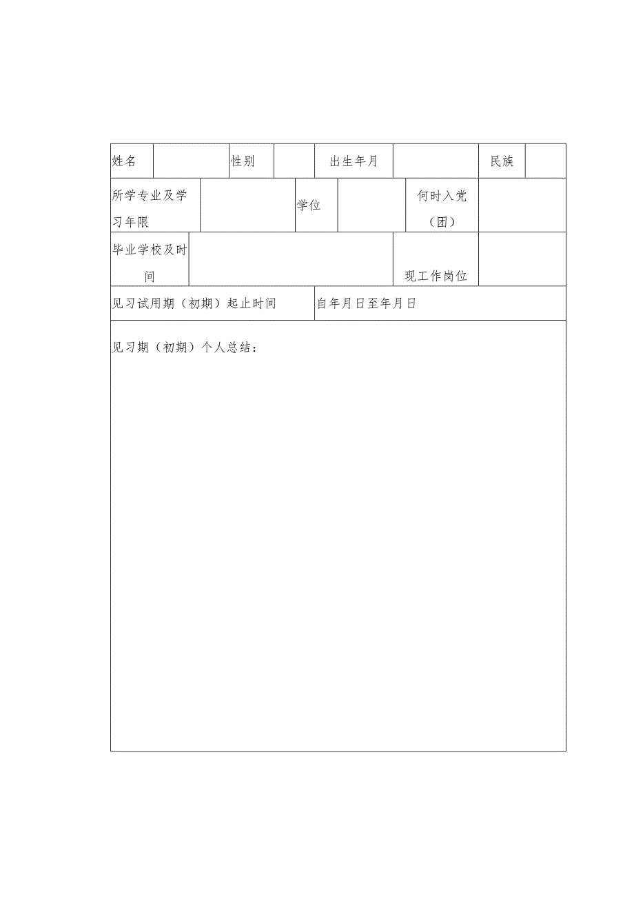 高校毕业生见习期初期满定级定职考核鉴定表.docx_第2页