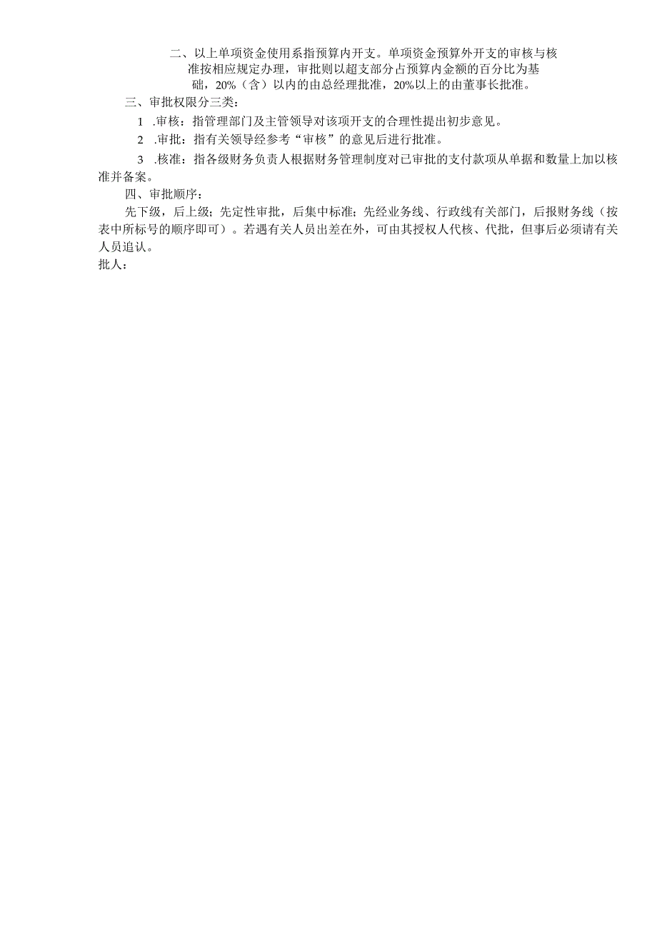 公司财务管控之各类单项资金管理审批权限一览表与说明.docx_第2页