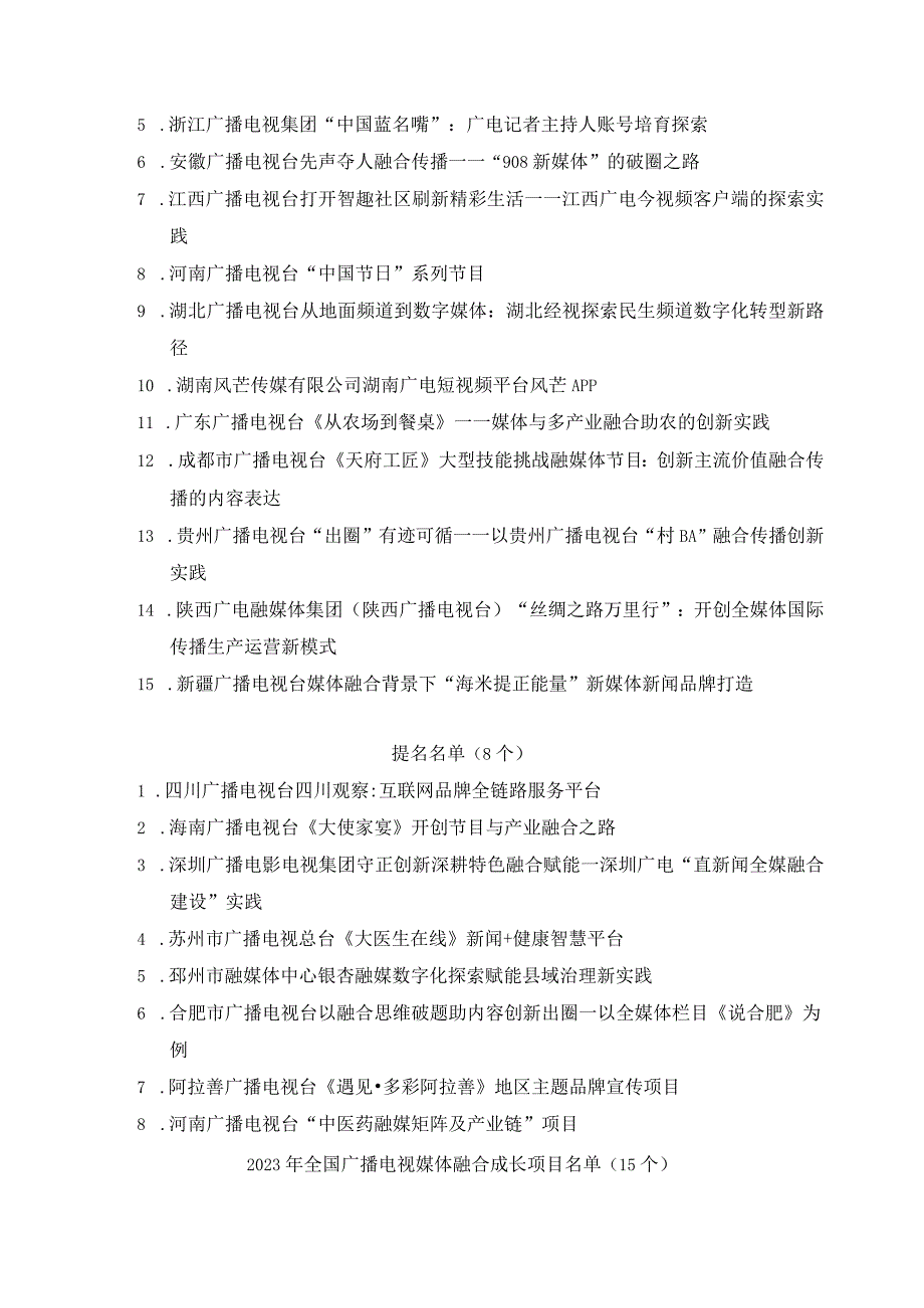 全国广播电视媒体融合先导单位、典型案例、成长项目.docx_第2页