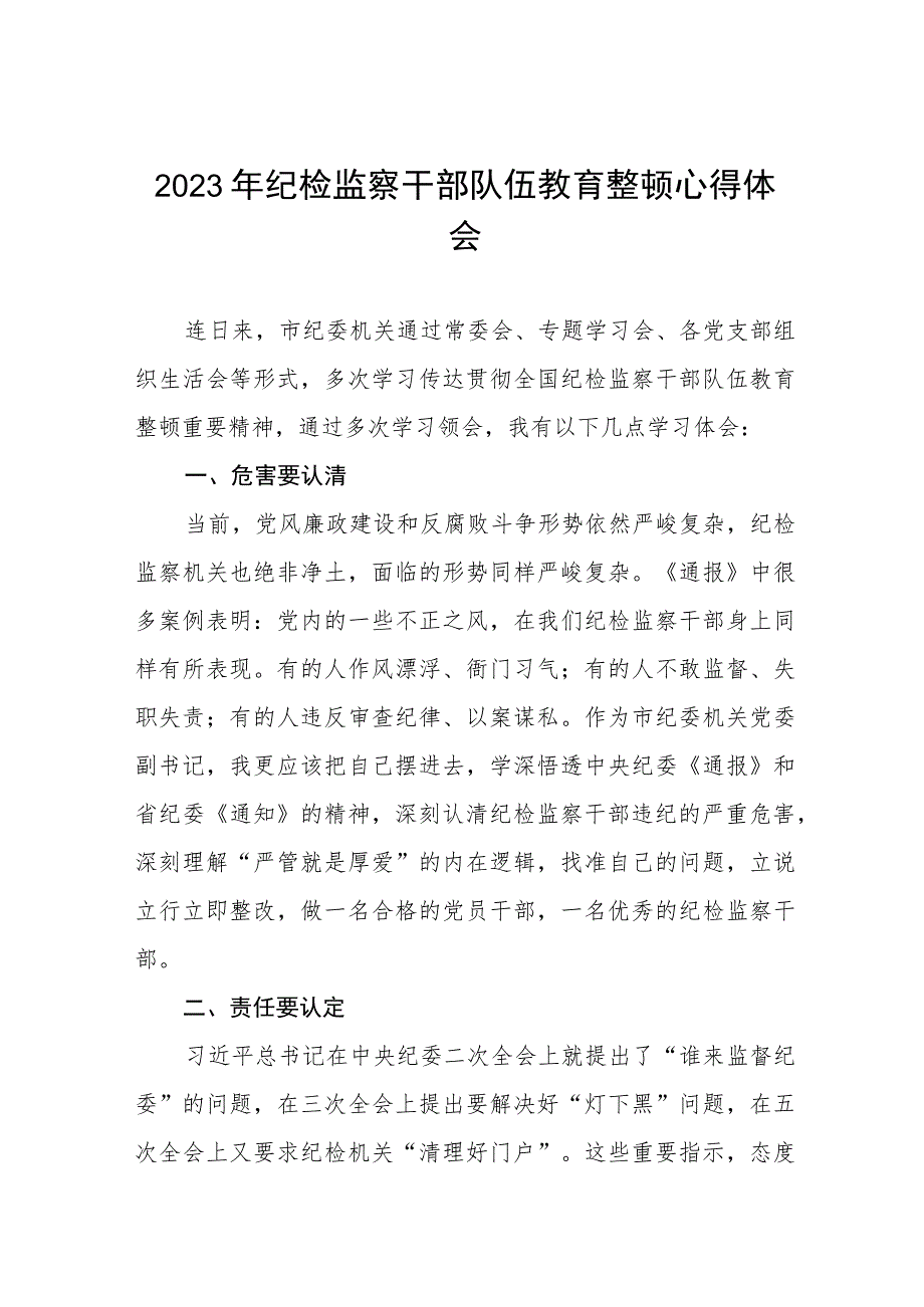 2023年纪检监察干部队伍教育整顿活动心得体会发言十四篇.docx_第1页