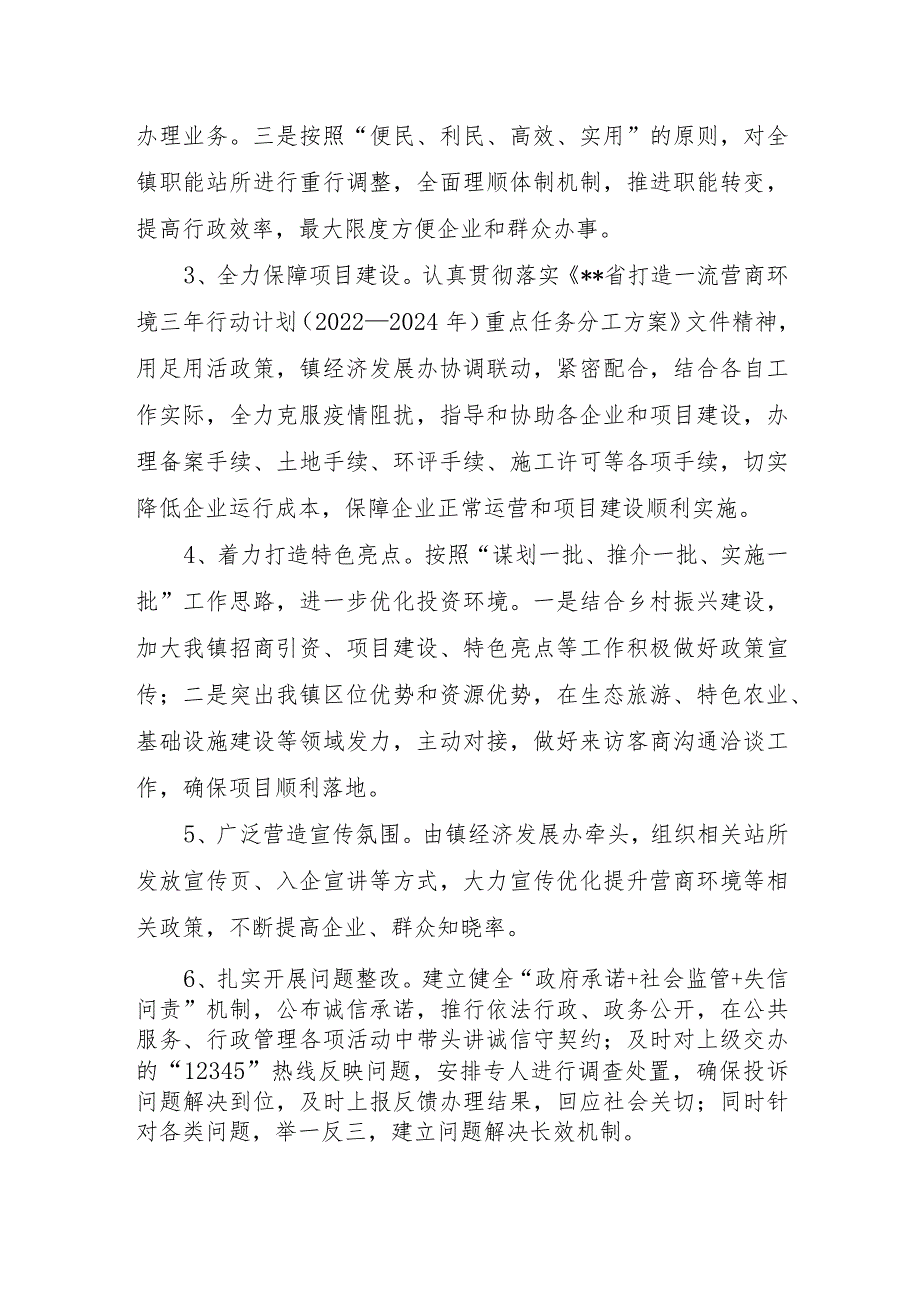 乡镇2023年营商环境工作总结和开展优化营商环境“暖心行动”监督工作总结报告.docx_第3页