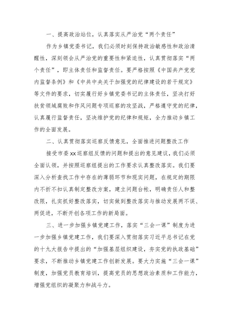 乡镇党委书记在市委巡察组巡察情况反馈会上的表态发言.docx_第2页