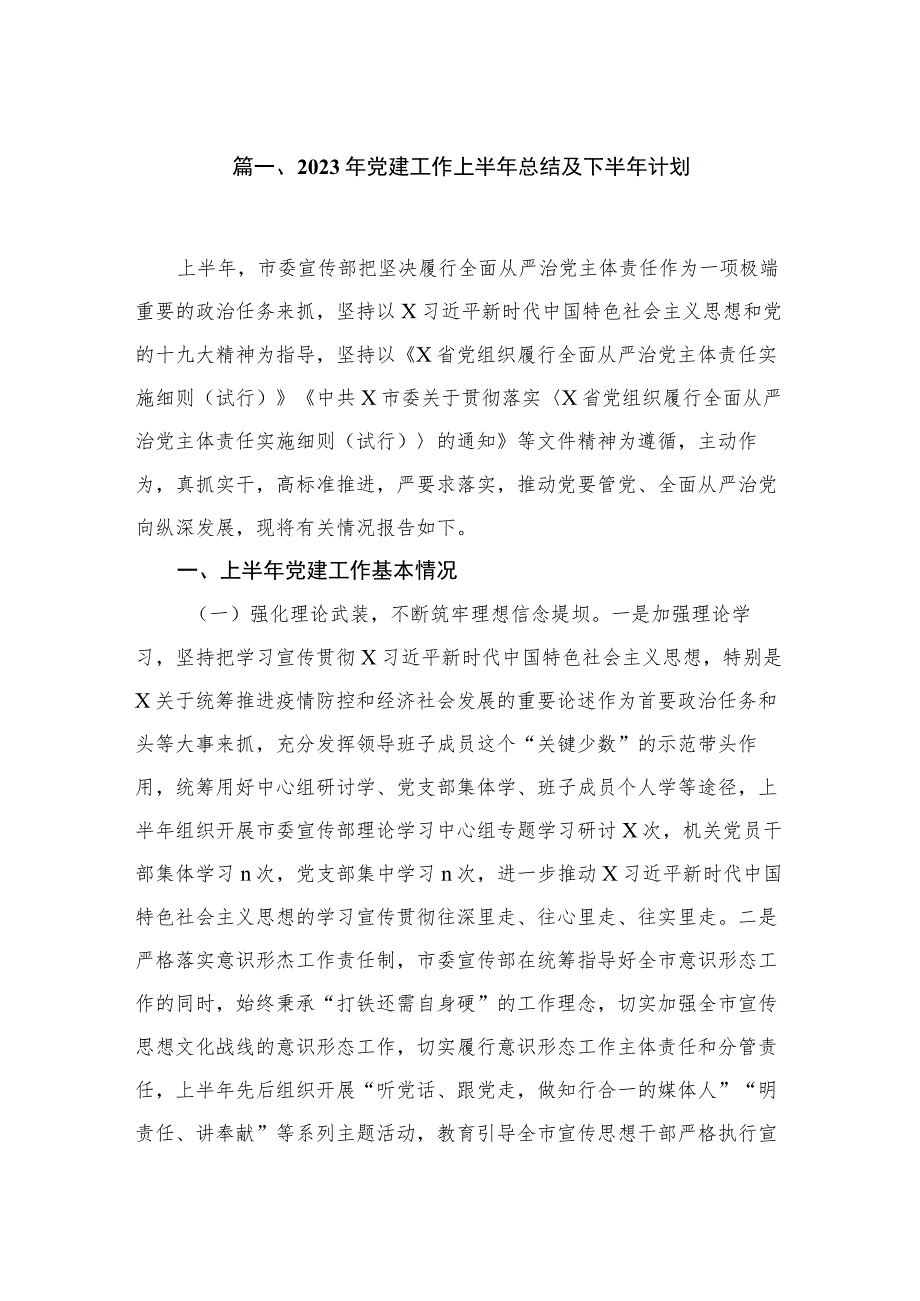 （7篇）2023年党建工作上半年总结及下半年计划最新.docx_第2页