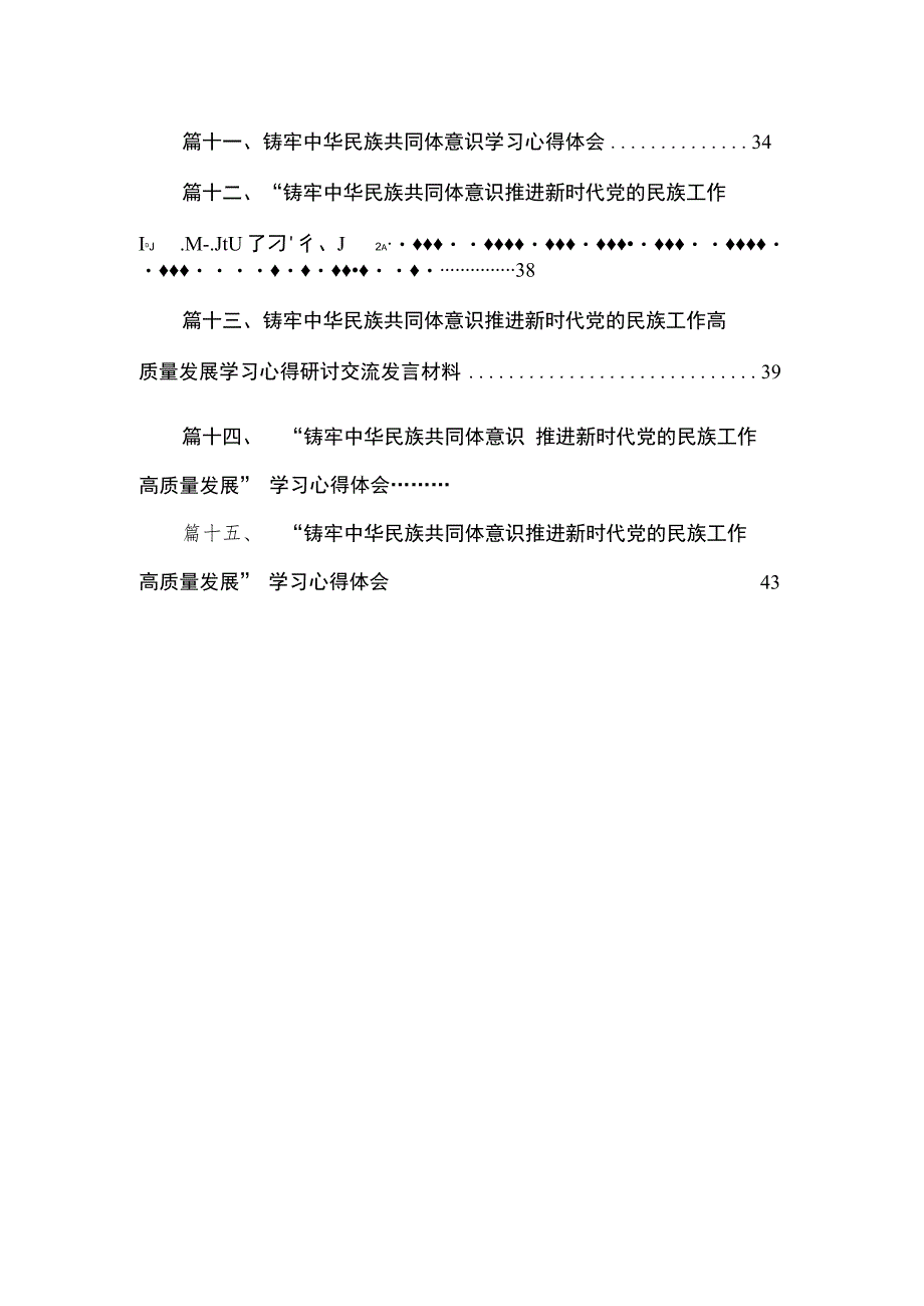 学习“铸牢中华民族共同体意识推进新时代党的民族工作高质量发展”心得体会研讨发言材料最新精选版【15篇】.docx_第3页