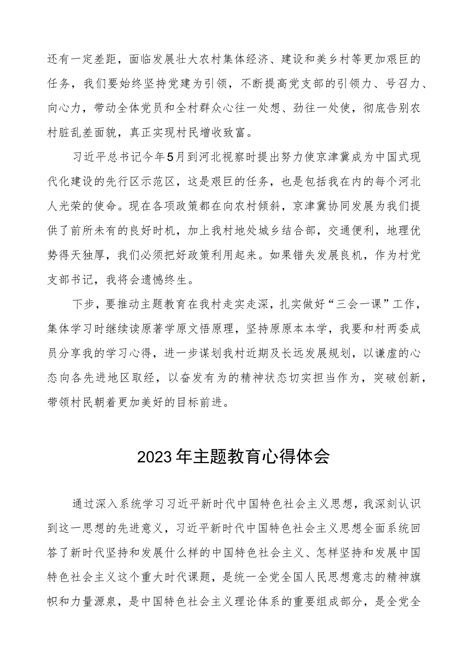 村支部书记关于2023年第二批主题教育心得体会(九篇).docx_第2页