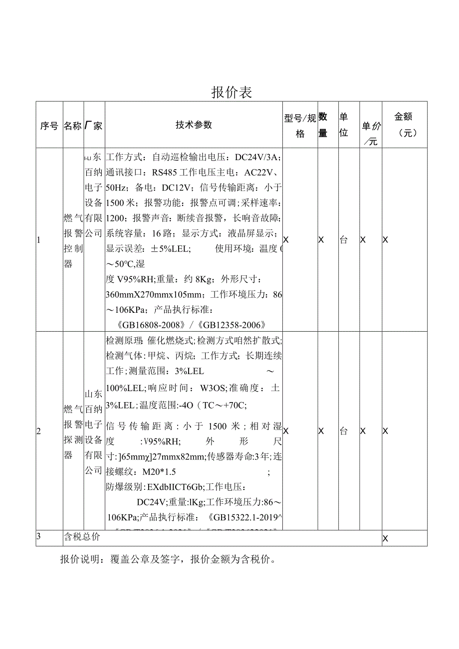 XX研究院服务保障中心燃气报警器更新改造项目报价书(2023年).docx_第3页