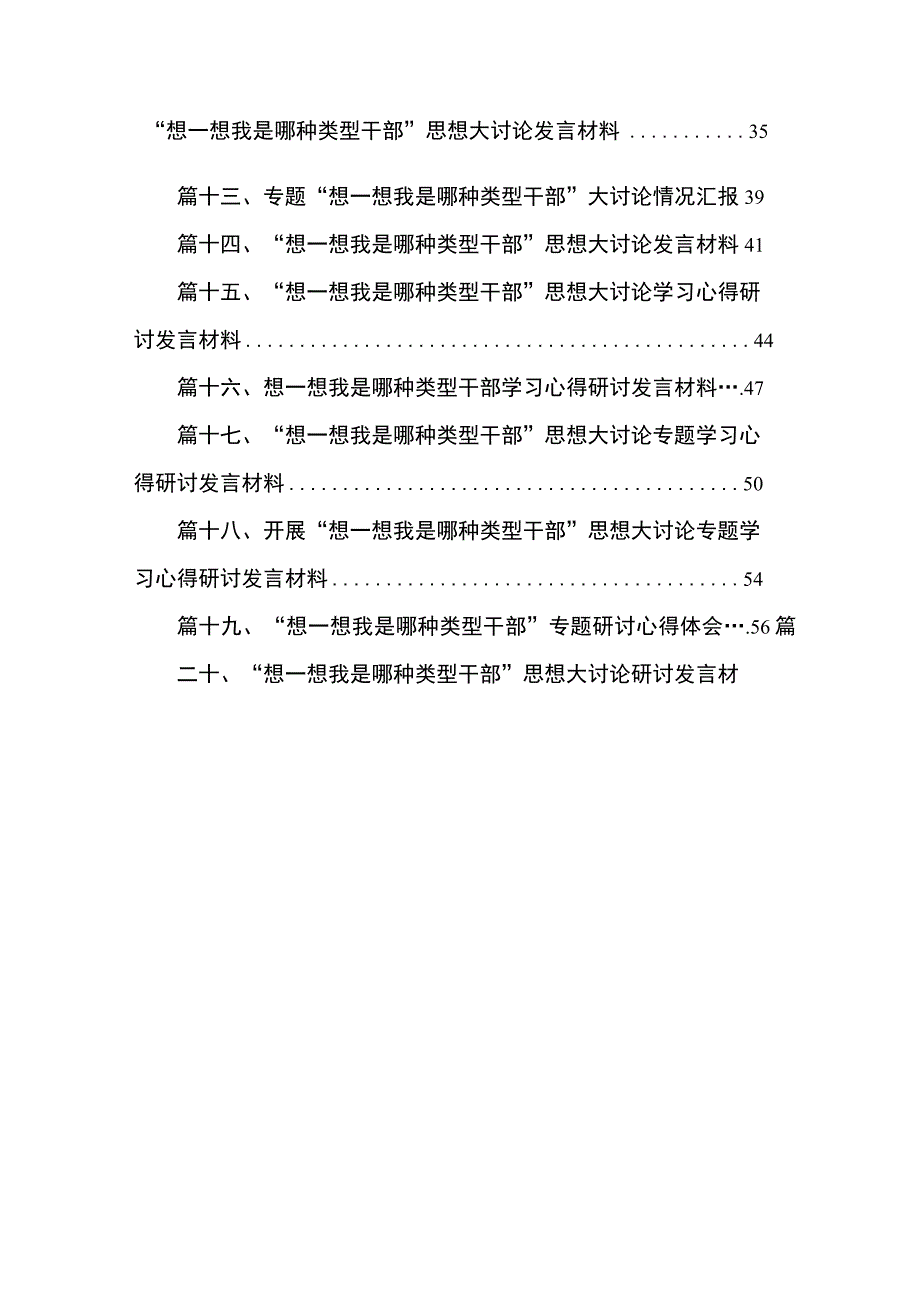 2023年“想一想我是哪种类型干部”思想大讨论发言材料、专题研讨心得体会20篇供参考.docx_第2页