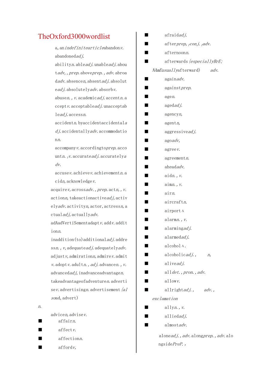 牛津字典核心3000词汇(The-Oxford-3000-wordlist).docx_第1页