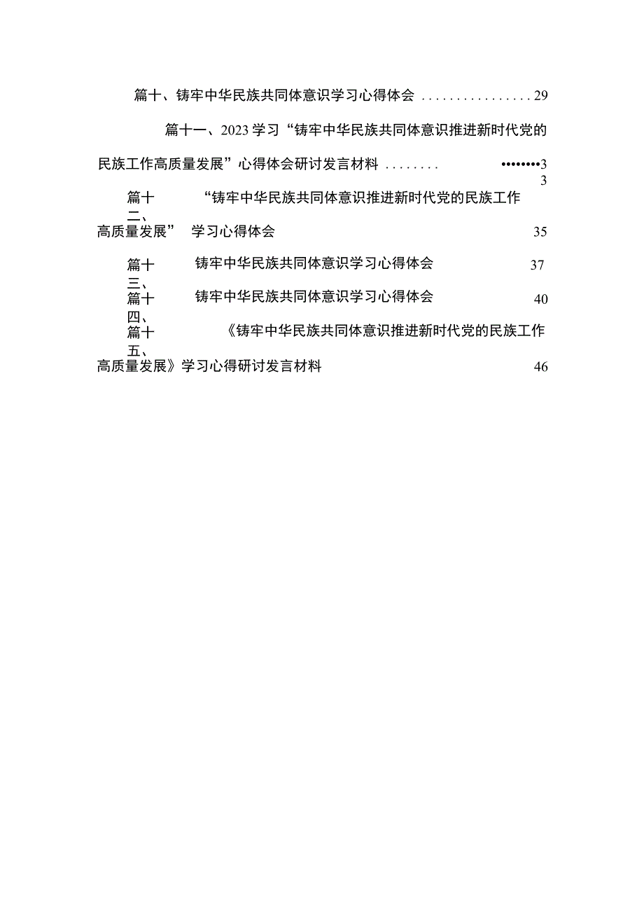 铸牢中华民族共同体意识推进新时代党的民族工作高质量发展学习心得研讨交流发言材料【15篇精选】供参考.docx_第2页