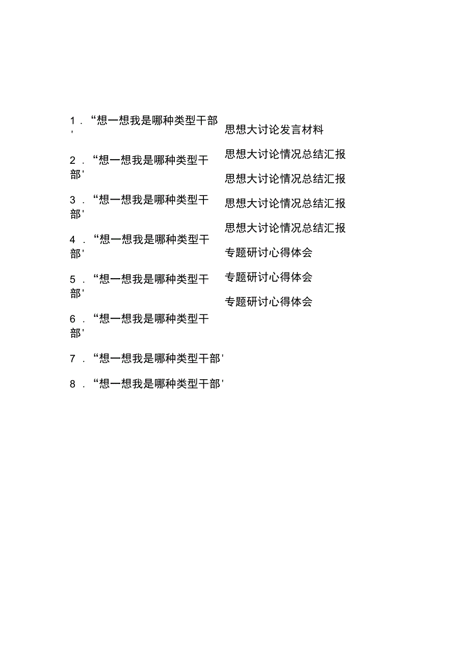 “想一想我是哪种类型干部”思想大讨论情况总结汇报8篇.docx_第1页