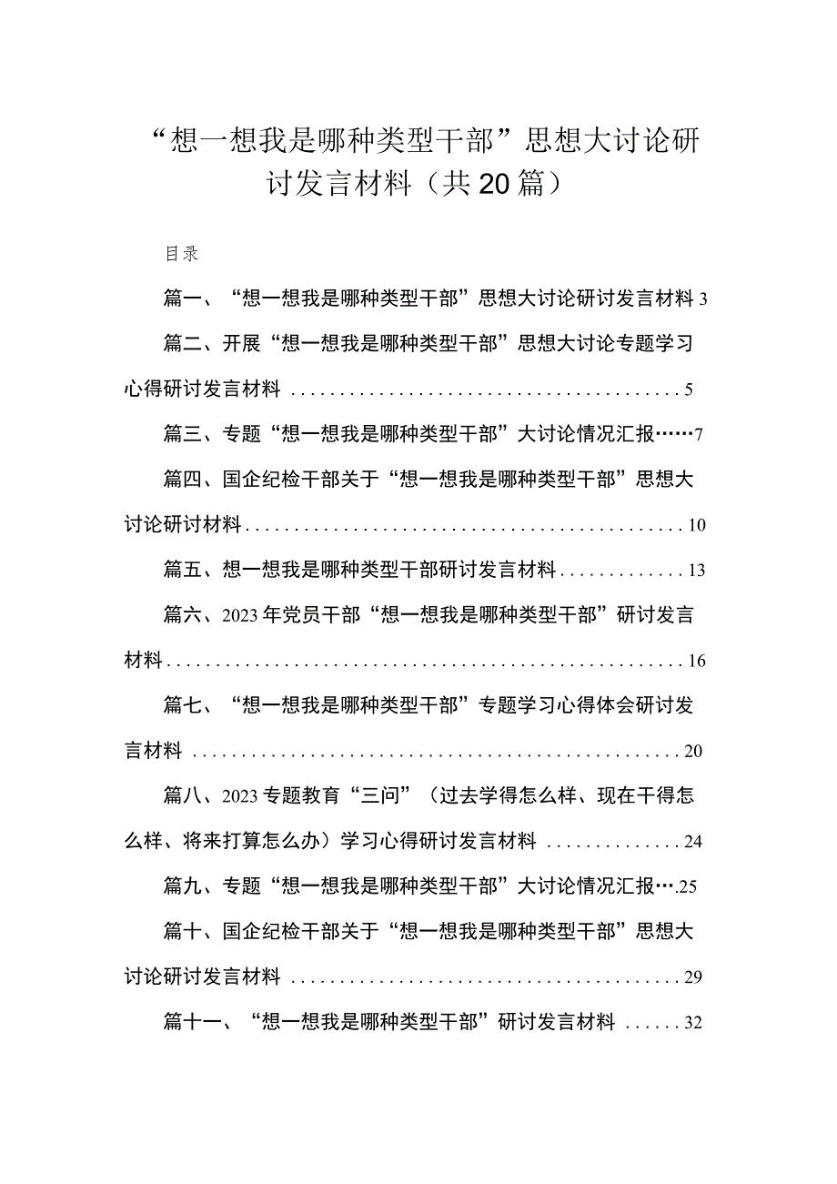 “想一想我是哪种类型干部”发言20篇供参考.docx_第1页