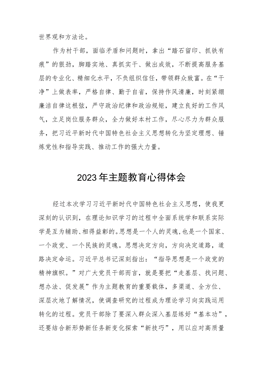 2023年村干部关于主题教育学习心得体会十二篇.docx_第2页