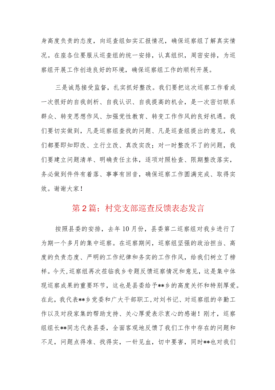 村党支部巡查反馈表态发言三篇.docx_第2页