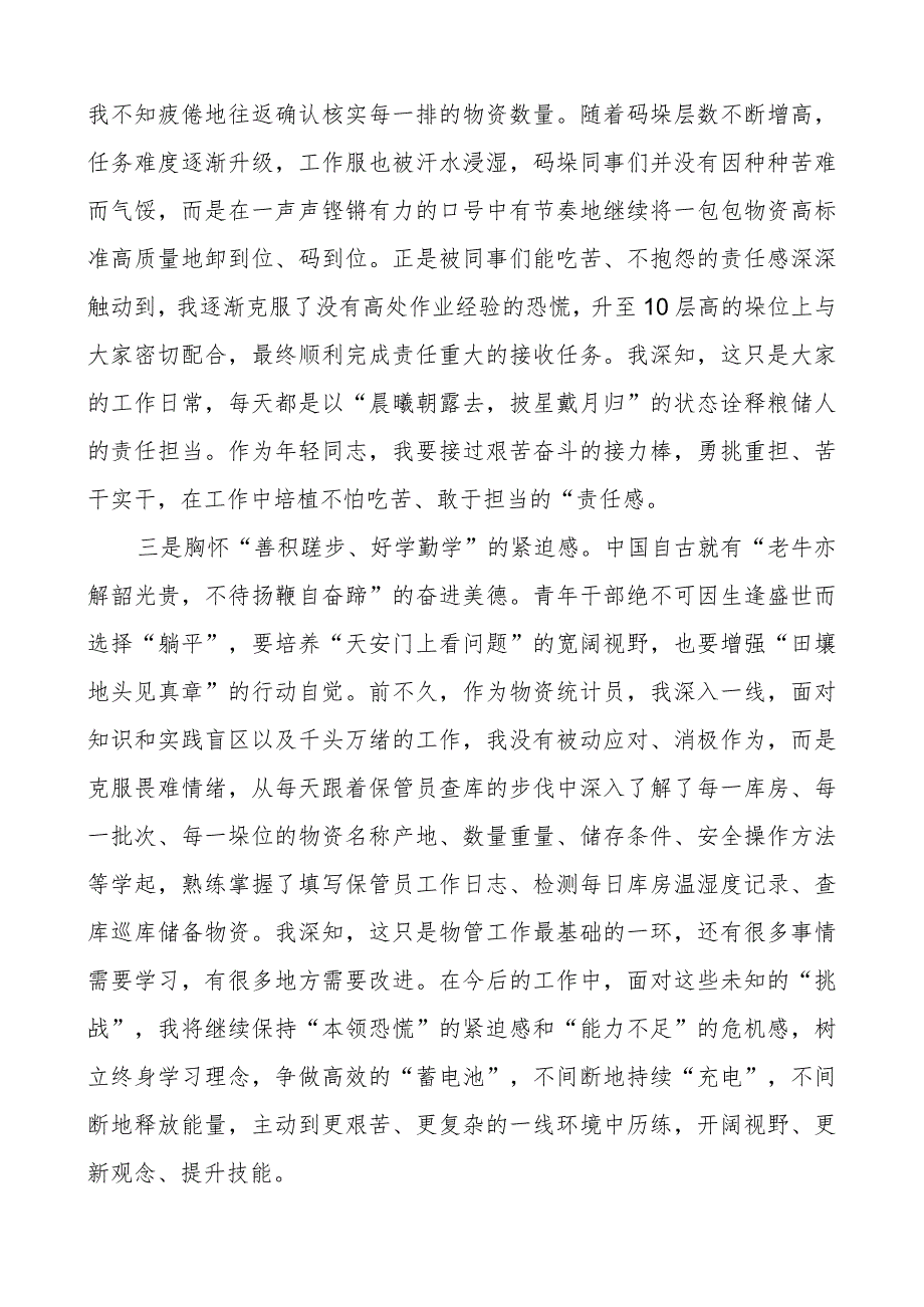 粮食系统年轻干部座谈会发言材料粮储青年.docx_第2页