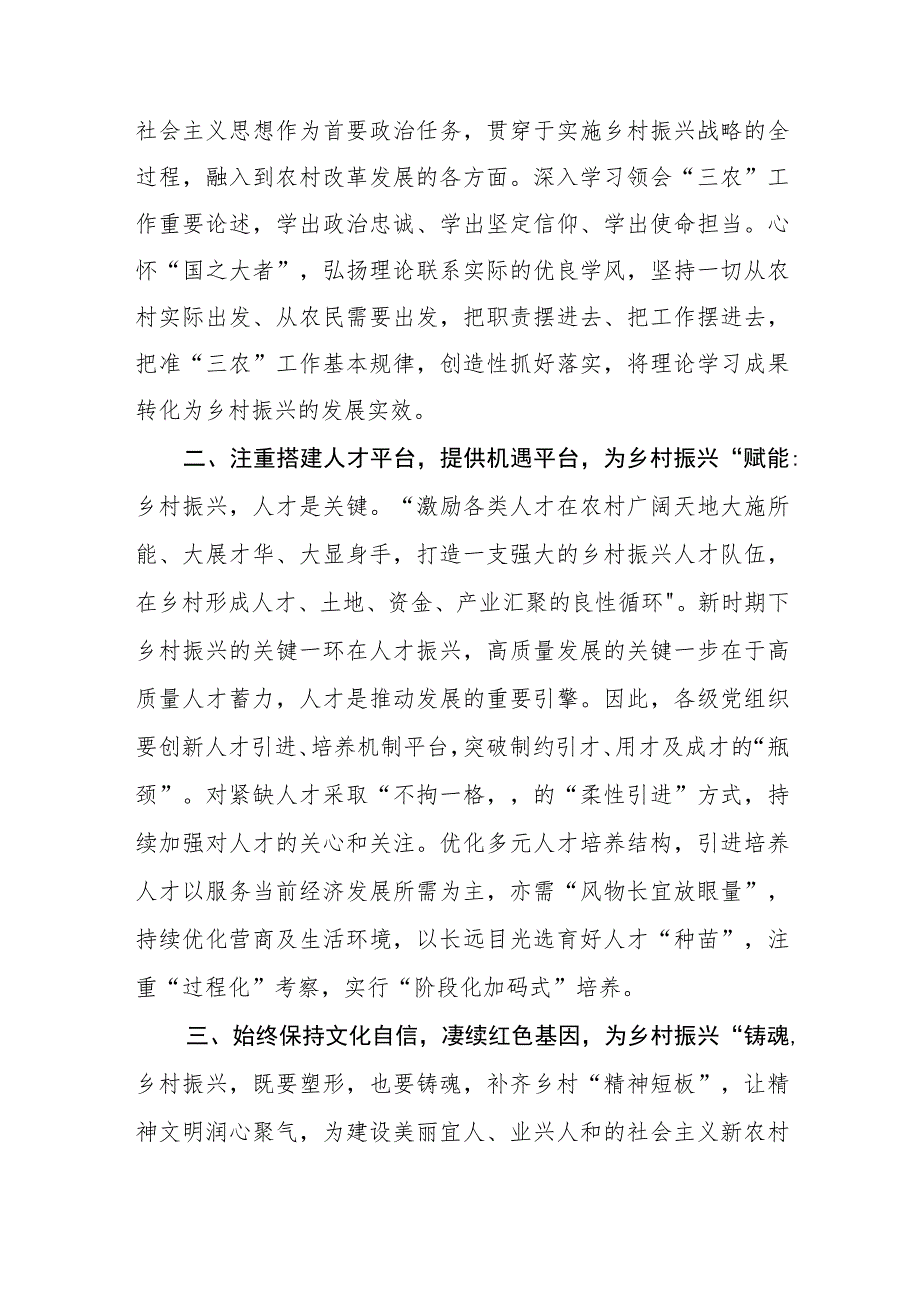 （4篇）2023全面推进乡村振兴专题研讨发言心得体会.docx_第2页