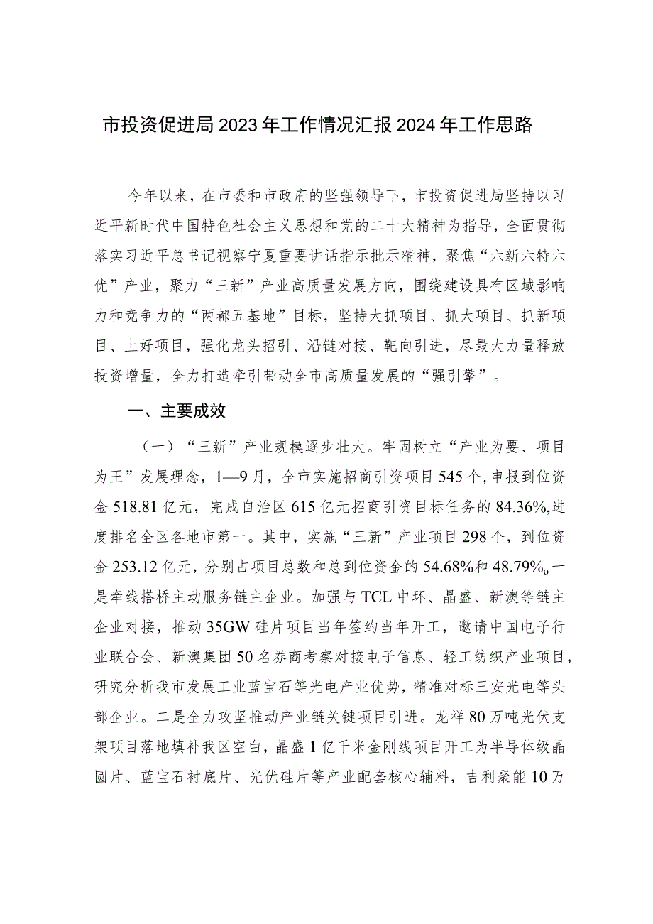 市投资促进局2023年度工作情况总结汇报2024年工作思路.docx_第2页