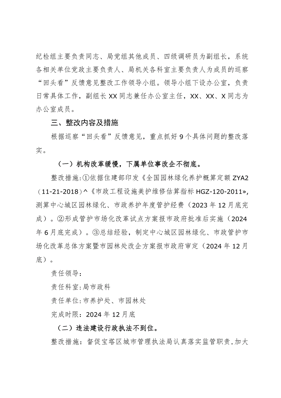 城市管理执法局党组落实市委巡察组巡察“回头看”反馈意见的整改工作方案.docx_第2页