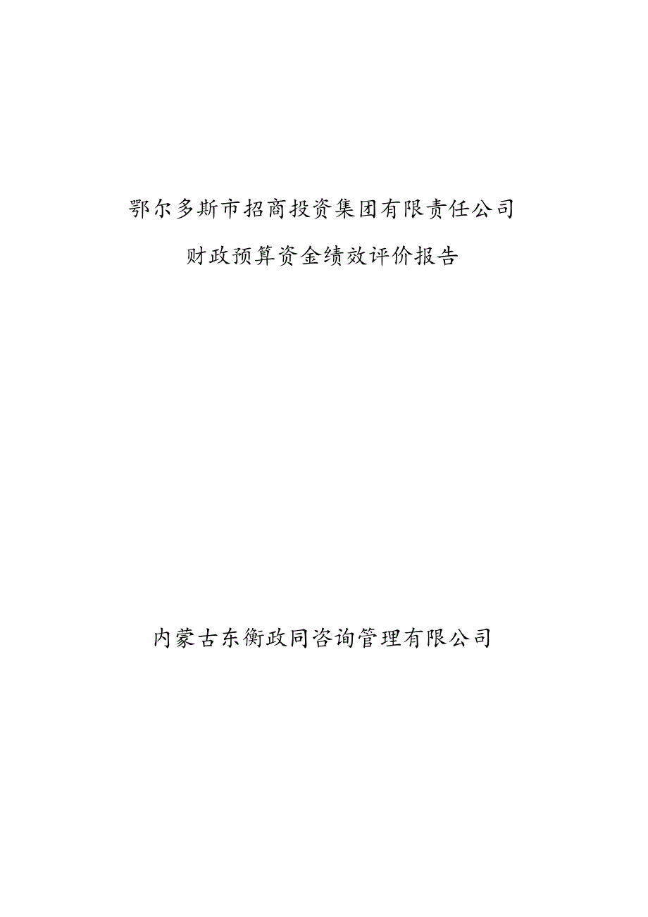 鄂尔多斯市招商投资集团有限责任公司财政预算资金绩效评价报告.docx_第1页