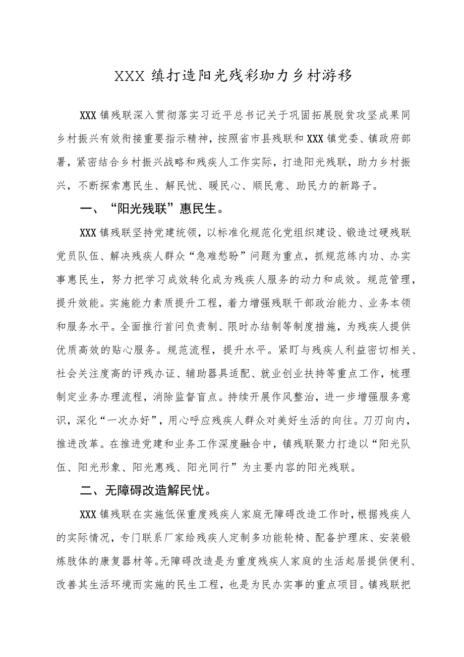 打造阳光残联 助力乡村振兴.docx_第1页