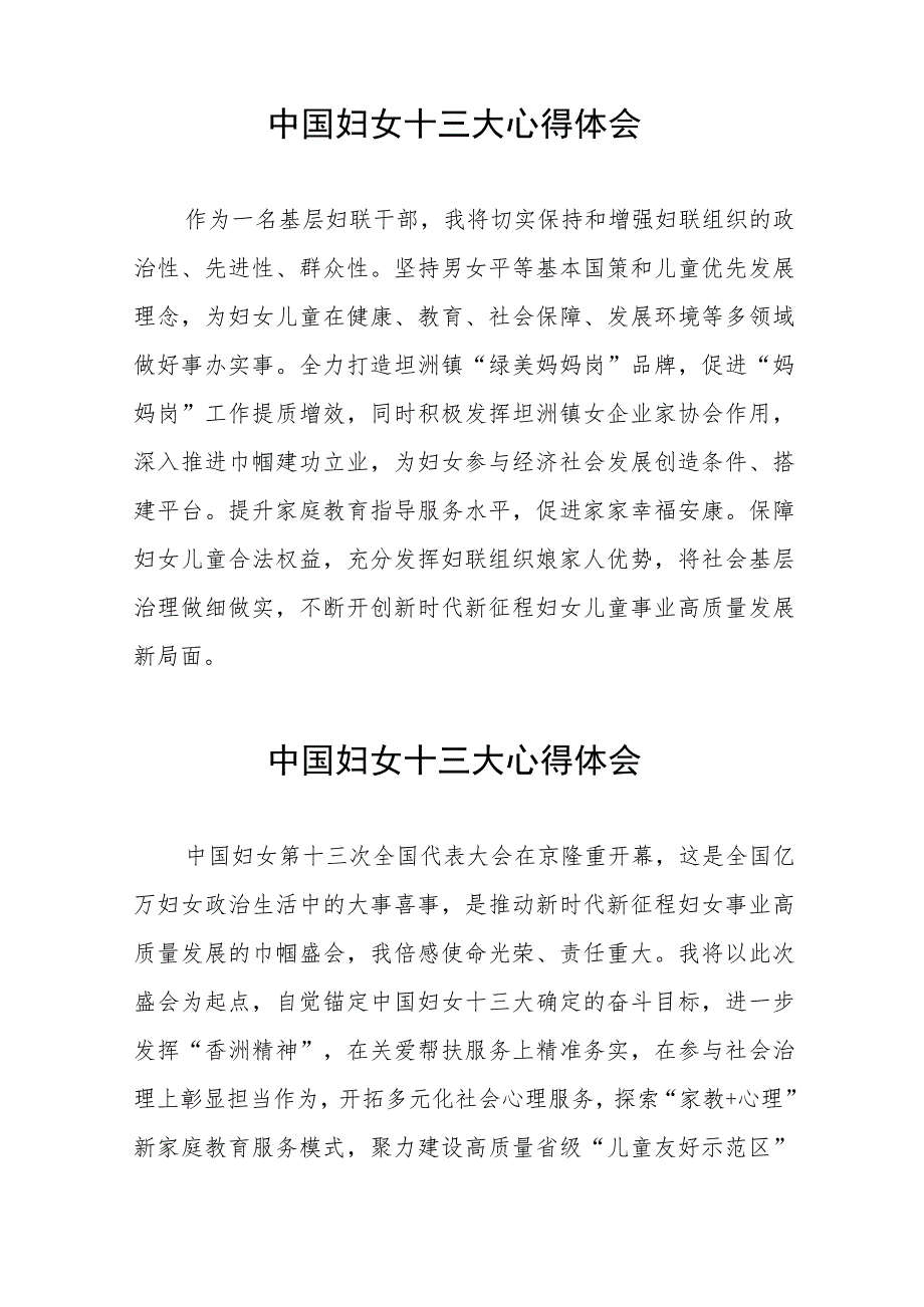 妇女主任学习中国妇女第十三次全国代表大会精神心得体会（十一篇）.docx_第3页