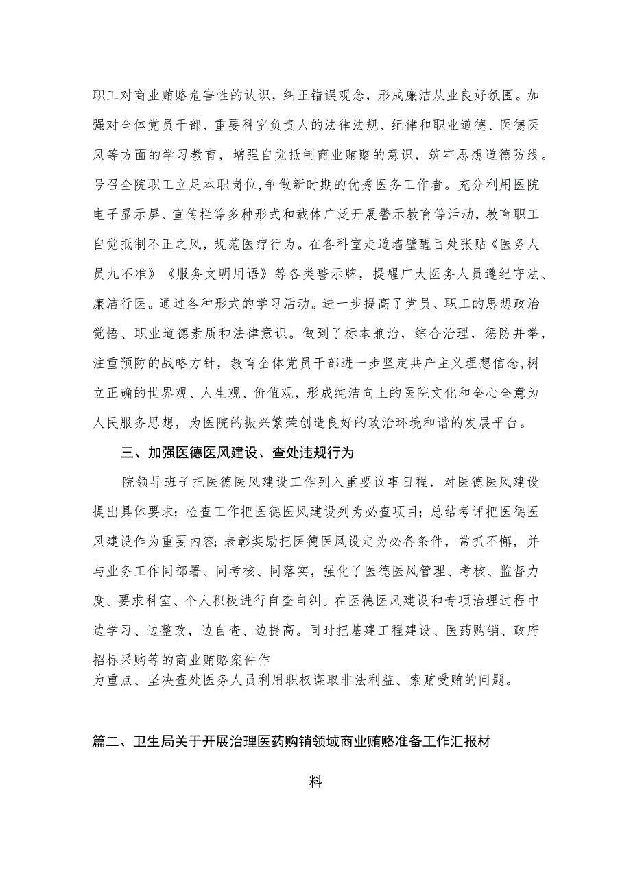 （10篇）医院开展深入整治医疗领域腐败和不正之风自查自纠情况汇报汇编.docx_第3页