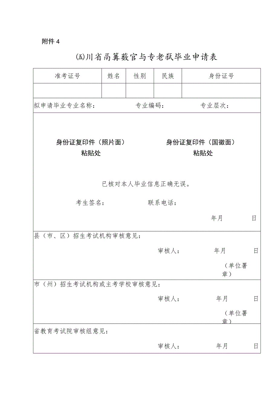 四川省高等教育自学考试毕业申请表.docx_第1页