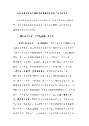 2023年集团纪检干部队伍教育整顿阶段性工作总结范文.docx