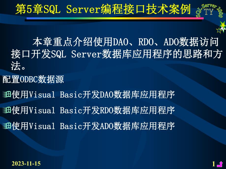 第5章SQLServer编程接口技术案例.ppt_第1页