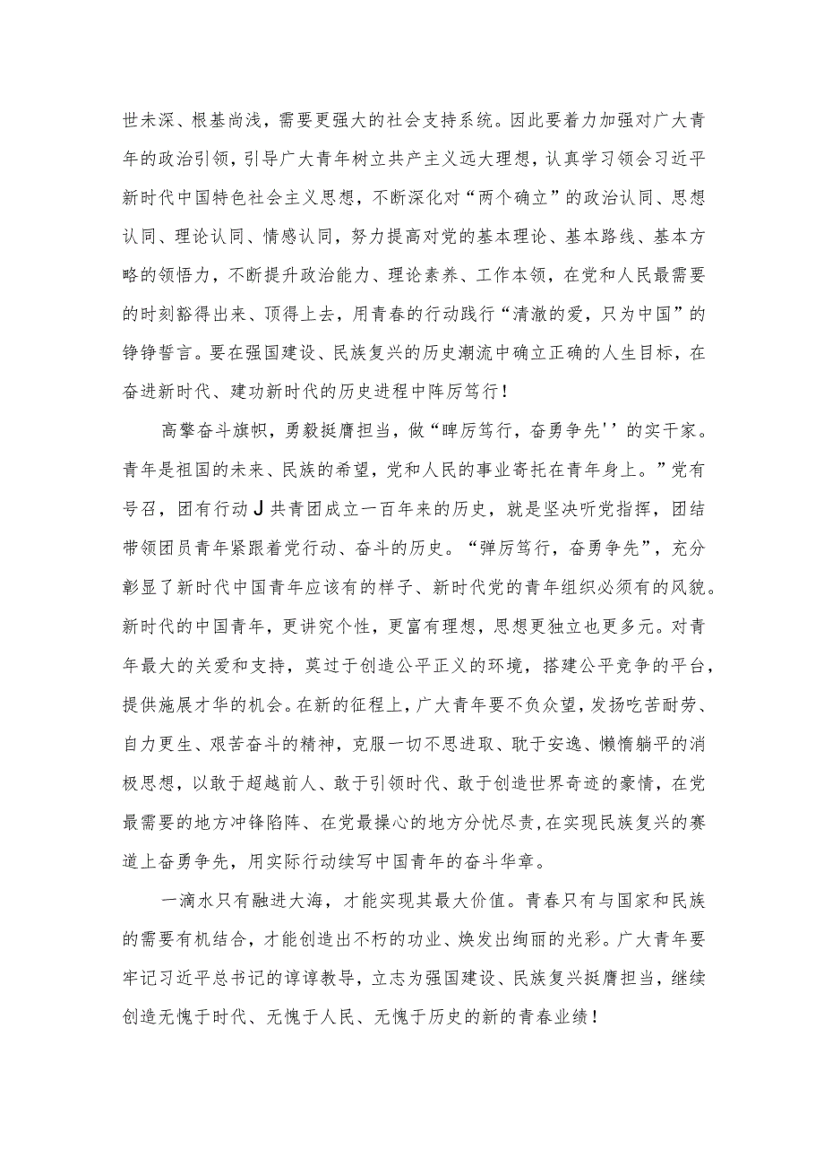 2023年《在中南海同团中央新一届领导班子成员集体谈话》学习心得体会（7篇）.docx_第3页