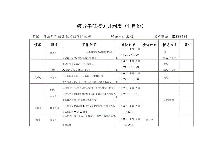 领导干部接访计划表（2月份）.docx_第1页