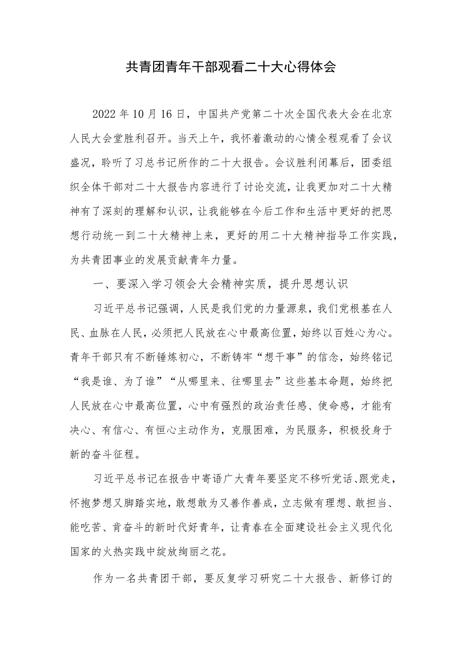 青年干部共青团员学习贯彻二十大报告精神报告心得体会研讨发言2篇.docx_第2页