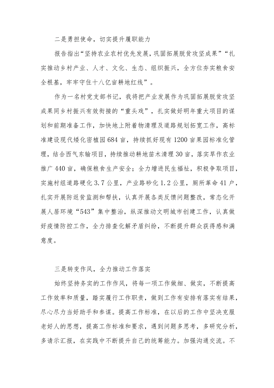 村党支部书记学习党的二十大精神心得体会研讨交流发言3篇.docx_第2页