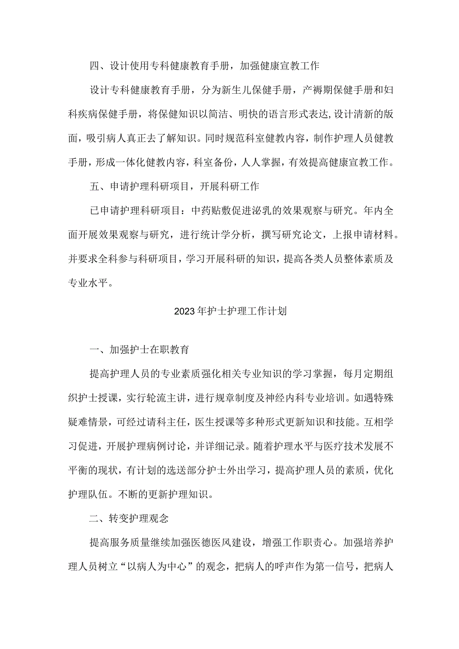 2023年民营医院护士护理工作计划.docx_第2页