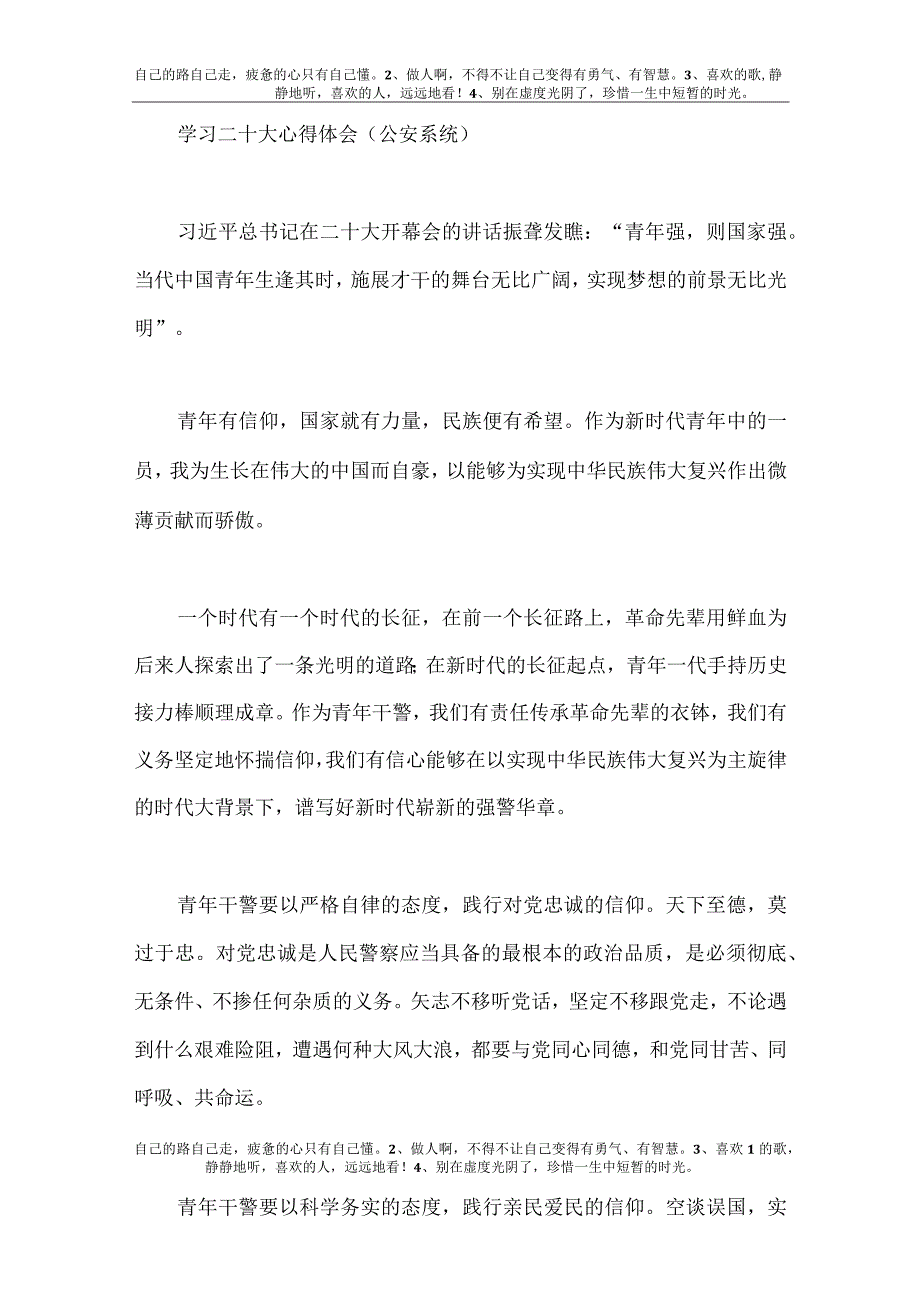 【精品文档】二十大心得体会（公安系统5篇）.docx_第1页