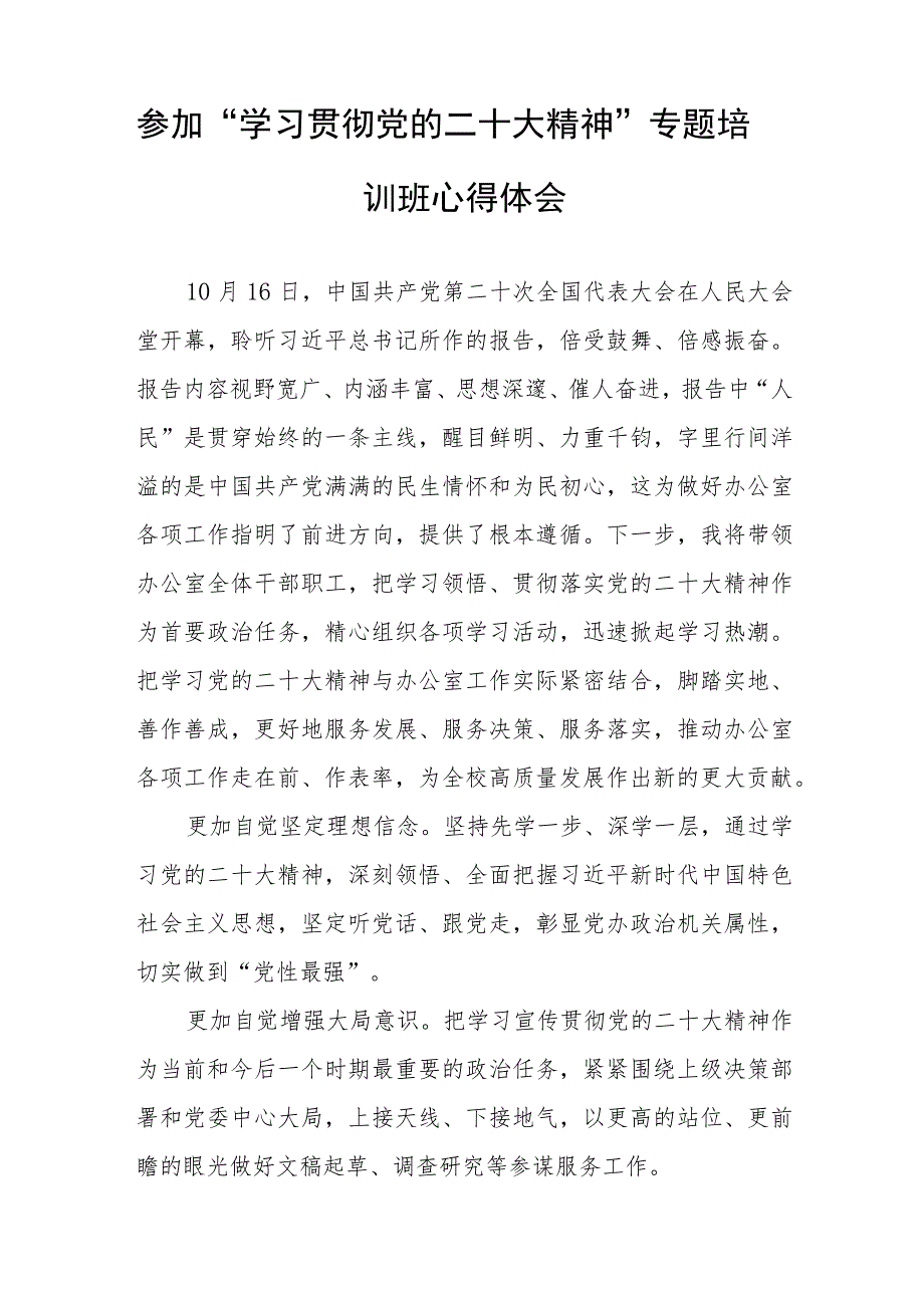 大学书记参加“学习贯彻党的二十大精神”专题培训班心得体会五篇模板.docx_第3页